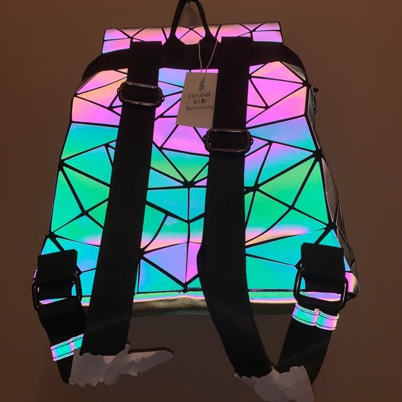 Reflective Geometric Backpack Purse - Picture 2 of 6